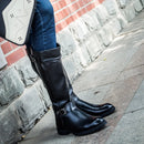 Men’s Knee High Leather Boots with Side Zipper & Buckle