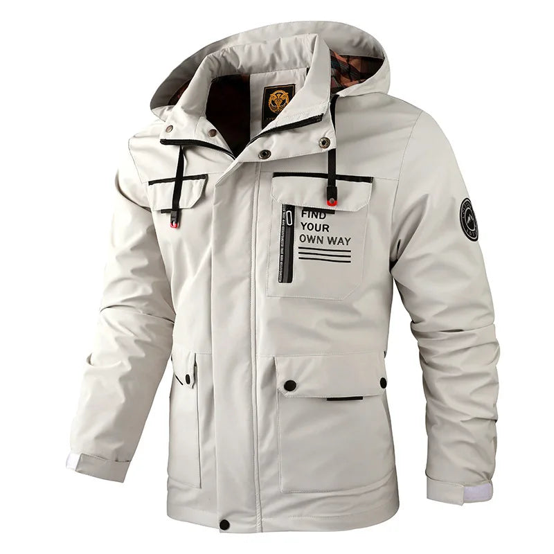 Chaqueta de invierno impermeable para hombre con capucha y forro cálido
